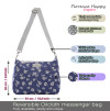 Reversible Oilcloth Zip Messenger Grey spot Navy jeans